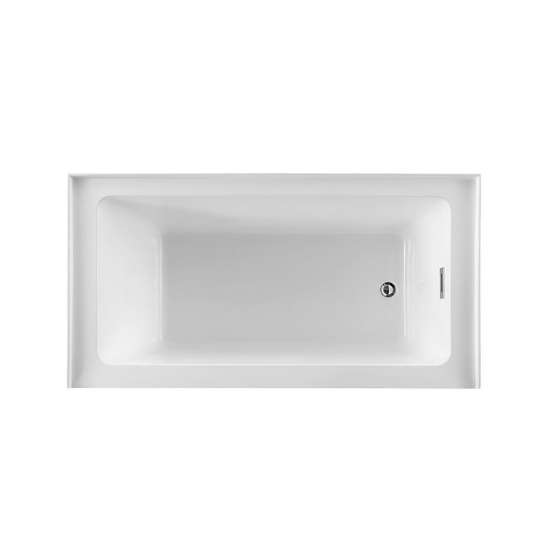 60 Zoll. Rechteckige Alkoven-Badewanne mit Abfluss rechts in Weiß